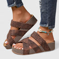 Maya | Brown Platform Sandals with Braiding
