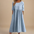 Vivienne | Loose Midi Dress with 3/4 Sleeves and Pockets