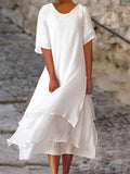 Isolde | Layered Midi Dress with Asymmetrical Hem