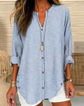 Isabella | Women’s Relaed Striped Button Blouse