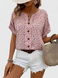 Olivia | Pink Floral Blouse with V-Neck