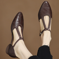 Lynn | Elegant T-Strap Low Heeled Shoes with Braiding