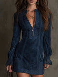 Delphine – Velvet Mini Dress with Elegant Lace Inserts