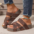 Ivy | Stylish Platform Sliders with Woven Straps