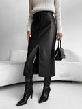 Megan | Women’s High-Slit Elegant Midi Skirt