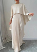 Paige | Women's Pleated Cape Maxi Wedding Guest Dress