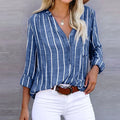 Bella | Women's Striped Long Sleeve Button Top