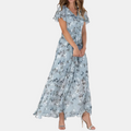 Malwina | Elegant Maxi Dress with Butterfly Sleeves and V-Neck