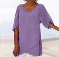 Sara | Loose Tunic with Asymmetrical Hem and V-Neck
