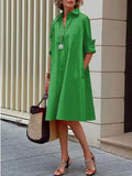 Elena | Green Midi Shirt Dress from the A-Line Collection