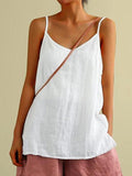 Mia | White Loose Tank Top with V-Neck