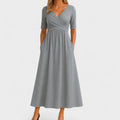 Jessica | Chic Women’s Midi Dress with V-Neck