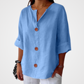 Sienna | Linen Loose-Fitting Blouse with Decorative Buttons