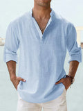 Oscar | Casual Men's Shirt with Henley Neckline and Long Sleeves