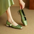 Noëlle | Elegant Mary Jane Court Shoes with Decorative Heel and Pearl