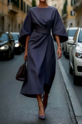 Aria - Elegant Dress with Lantern Sleeves and Belt