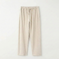 Men's Slim Fit Linen Trousers - Beige Elasticated Waist - Tapered Leg