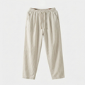 Cancún Men's Cotton Trousers - Beige Loose Tapered Fit - Elastic Waist