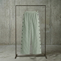 Sage Green Striped Wide Leg Trousers - Side Button Detail - Sporty Chic