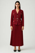 Addison | Women’s Double-Breasted Blazer Pleated Skirt Set