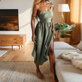 Maria | Women’s Midi Dress V Neck Open Back Slit