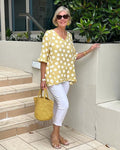 Daria | Yellow Polka Dot Blouse with Ruffles
