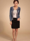 Lena | Women's Transitional Jacket Short Denim Jacket Blue with Rhinestones