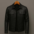 Rich | Black Leather Trucker Jacket