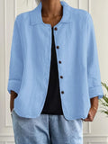 Kim | Loose Linen-Textured Shirt with Button Closure