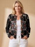 Lena | Women's Floral Long Sleeve Cardigan with Button Placket and Round Neck