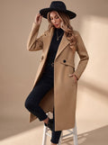 Katharina | Women's Long Elegant Winter Coat with Notch Lapel and Side Pockets