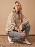 Hannah | Women's Oversized Cardigan with Buttons and Ribbed Collar