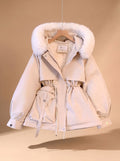 Marie | Women's Winter Jacket with Faux Fur Hood and Waist Drawstring