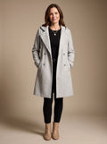Nora | Women's Double-Breasted Wool Coat with Notched Collar and Pockets, Gray
