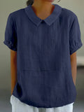 Jula | Linen Blouse with Collar and Short Sleeves