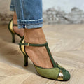 Taviana™ | Green T-Strap Heels