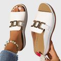 Daria | Elegant Platform Sliders with Decorative Buckle
