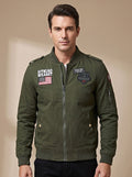 Fabian | Men's Military Bomber Jacket with Patches Stand-up Collar Zipper