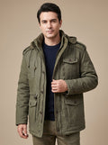 Fabian | Men's Parka with Removable Hood, Lined Outdoor Jacket with Pockets, Army Green