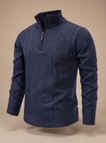 Stefan | Men's Knit Sweater with Half-Zip Stand Collar Cable Pattern
