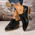 Klara | Black Slip-On Ankle Boots with Embossed Pattern