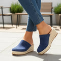 Pola | Navy Blue Slip-On Wedge Espadrilles