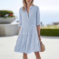 Penelope | Women's Striped Button Front Midi Dress