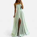 Gabrielle | Women’s Modern Fit Satin Slit  Maxi Dress