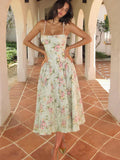 Katherine | Women's Floral Strap Midi Wedding Guest Dress